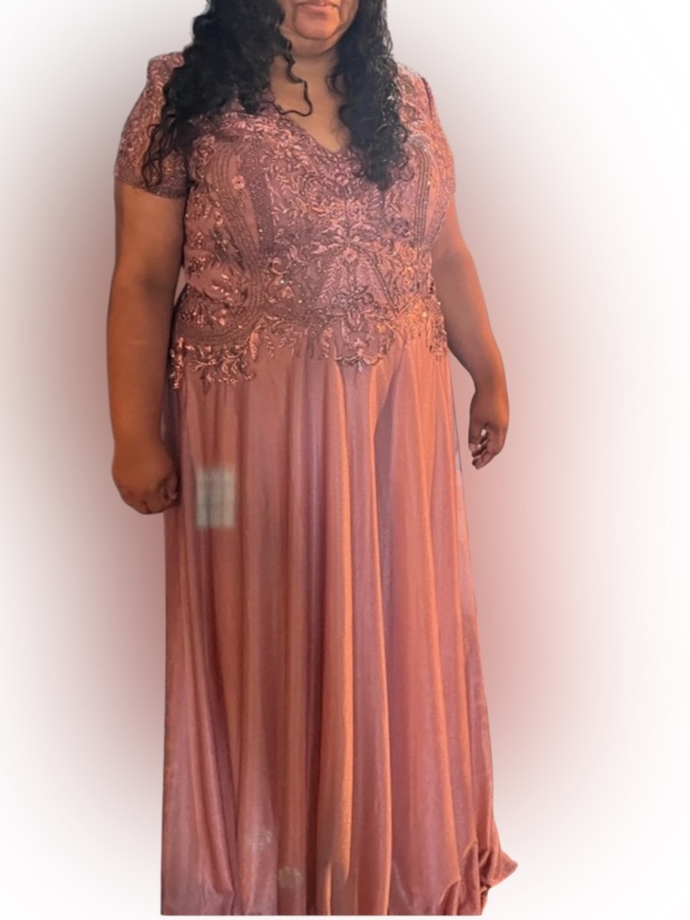 Rose Gold Lace Evening Gown